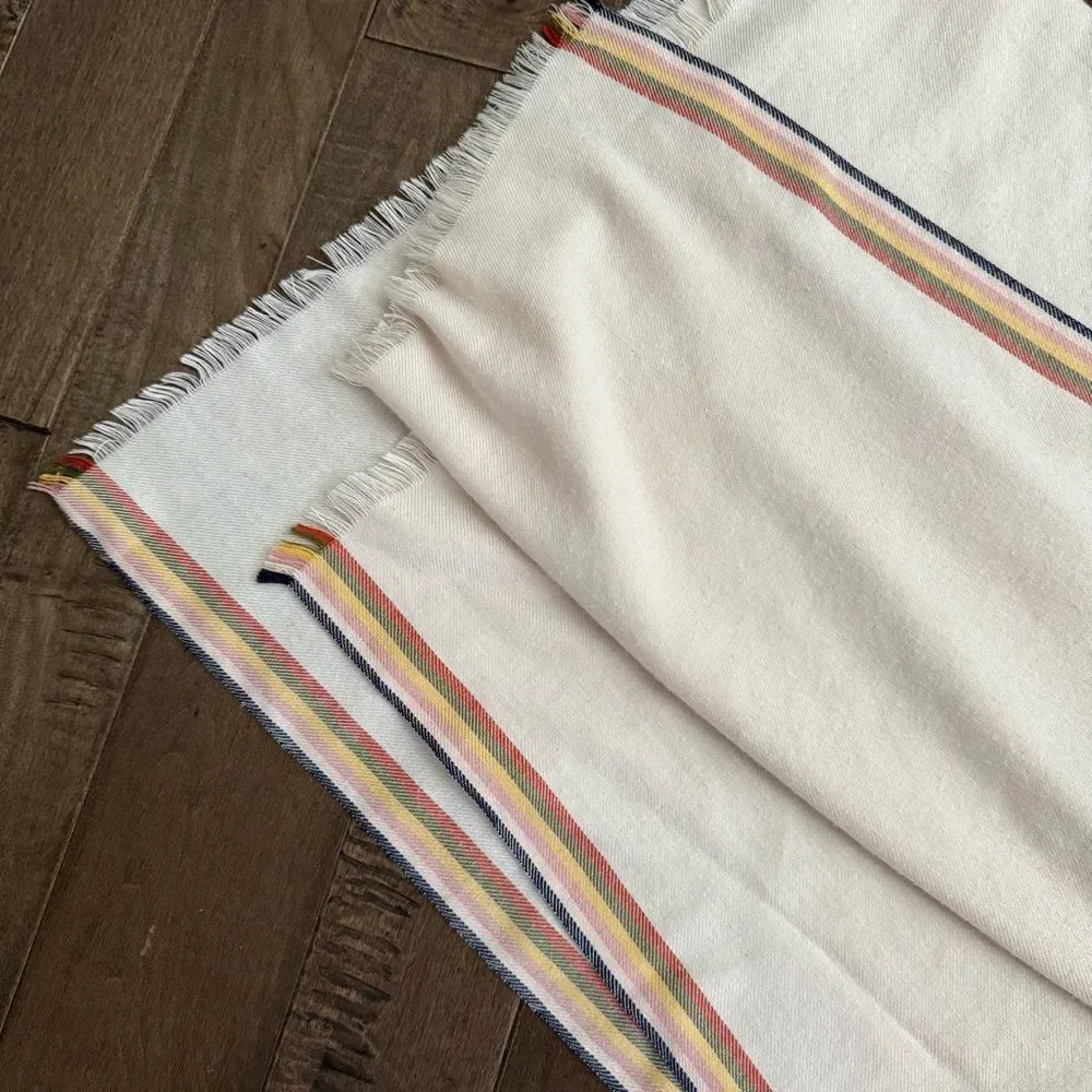 A New Day Scarf Cream Fringe Rainbow Multicolor Detail
